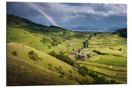 Magnettafel Kaiserstuhl im Sommer mit Regenbogen