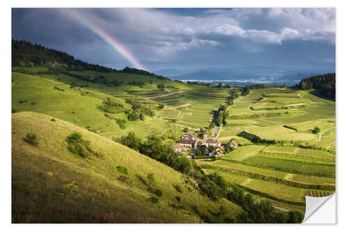 Naklejka na ścianę Kaiserstuhl in summer with rainbow