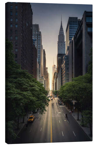 Stampa su tela Tramonto a New York City