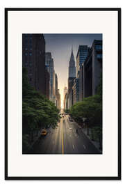 Gerahmter Kunstdruck New York City Sonnenuntergang