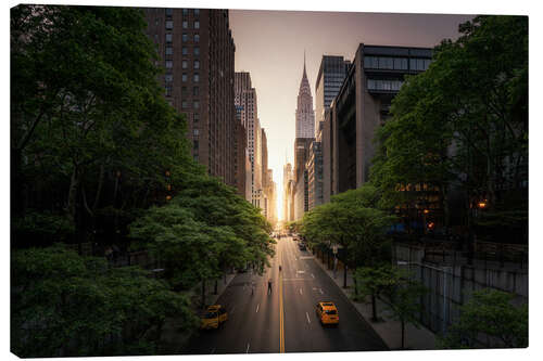 Tableau sur toile Coucher de soleil dans les rues de New York