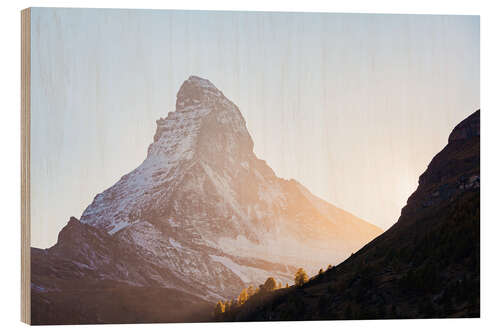 Wood print Matterhorn in Valais in Switzerland