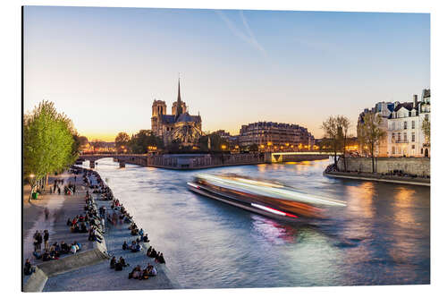 Aluminium print Notre Dame Cathedral on the Île de la Cité in the evening