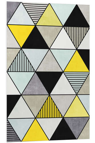 Foam board print Colorful Concrete Triangles 2 - Yellow, Blue, Grey