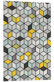 Akrylbilde Colorful Concrete Cubes - Yellow, Blue, Gray