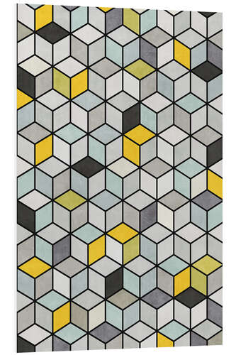 Foam board print Colorful Concrete Cubes - Yellow, Blue, Gray