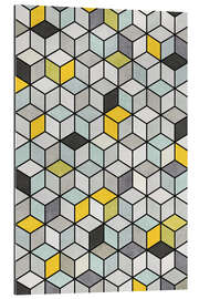 Gallery print Colorful Concrete Cubes - Yellow, Blue, Gray