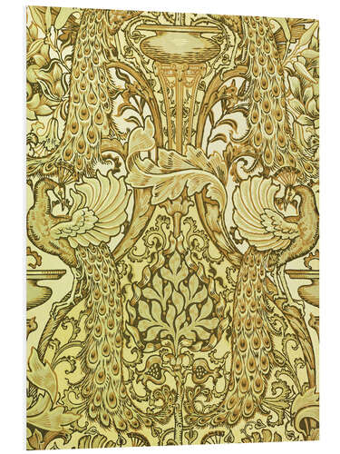 Foam board print Golden peacocks