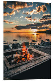 Acrylic print Campfire on the lake, Sweden