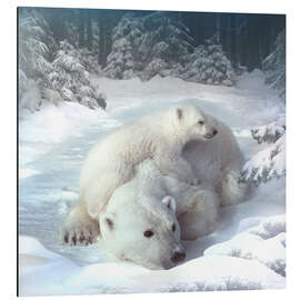 Aluminium print Polar bears