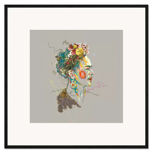 Innrammet kunsttrykk Frida Kahlo Floral Face III