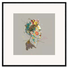 Inramat konsttryck Frida Kahlo Floral Face III