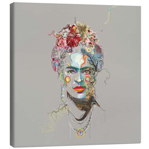 Canvas print Frida Kahlo Floral Face I