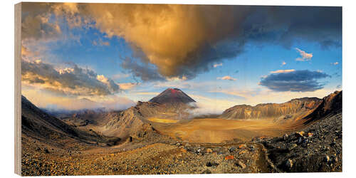 Stampa su legno Volcano Mount Ngauruhoe Tongariro NP in Nuova Zelanda