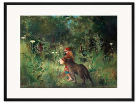 Gerahmter Kunstdruck Rotkäppchen und der Wolf im Wald