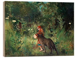 Quadro de madeira Capuchinho Vermelho e o Lobo