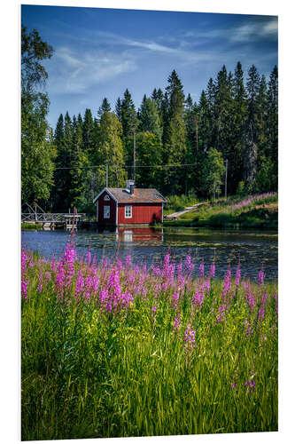 Hartschaumbild Schweden Haus am See