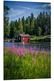 Magnettafel Schweden Haus am See