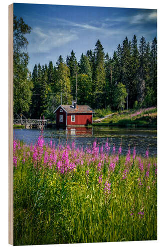 Holzbild Schweden Haus am See