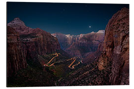 Tableau en aluminium Canyon Overlook vu de nuit, Parc National de Zion, USA