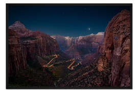 Gerahmter Kunstdruck Nachtaufnahme vom Canyon Overlook, Zion National Park, Utah, USA