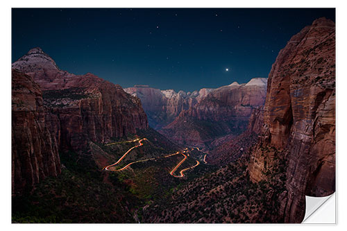 Wandsticker Nachtaufnahme vom Canyon Overlook, Zion National Park, Utah, USA