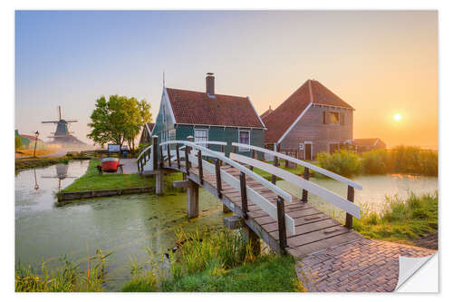 Wandsticker Sonnenaufgang in Zaanse Schans in Holland