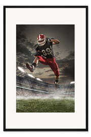 Gerahmter Kunstdruck Footballspieler in Aktion