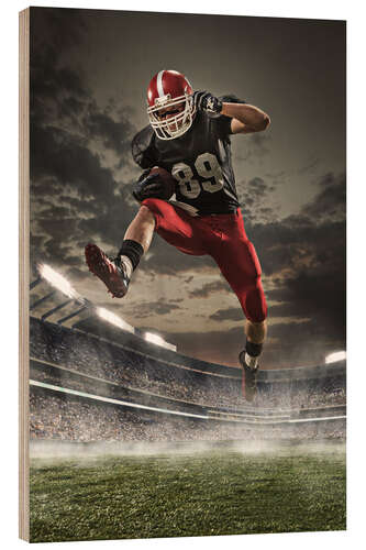 Wood print American Football Player in Action