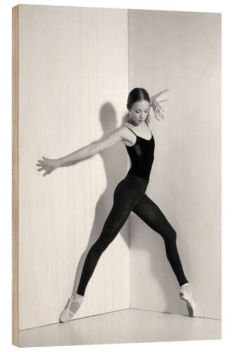 Wood print Ballerina Posing in the Studio