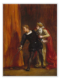 Print  Hamlet and his mother - Eugene Delacroix