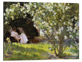 Magnettafel Rosen, Marie Krøyer sitzt im Liegestuhl im Garten von Frau Bendsens Haus - Peder Severin Krøyer
