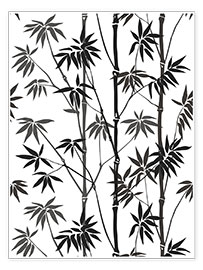 Póster Bambú negro y blanco