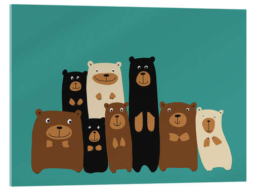 Akrylglastavla Bear friends turquoise