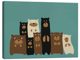 Stampa su tela  Amici orsi su sfondo turchese - Kidz Collection