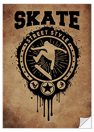 Selvklebende plakat Skate vintage