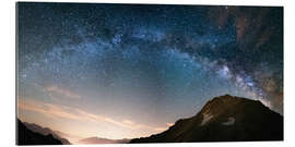 Gallery print Milky Way arch and starry sky on the Alps. panoramic view