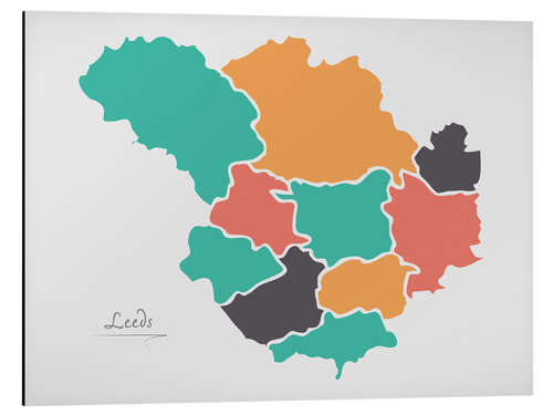 Cuadro de aluminio Leeds city map modern abstract with round shapes