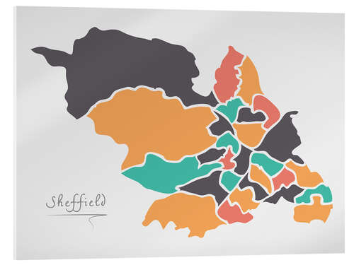 Cuadro de metacrilato Sheffield city map modern abstract with round shapes