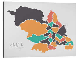 Aluminium print Sheffield city map modern abstract with round shapes