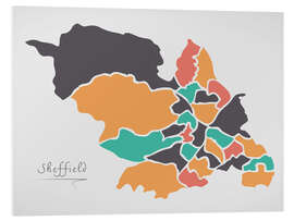 Foam board print Sheffield city map modern abstract with round shapes