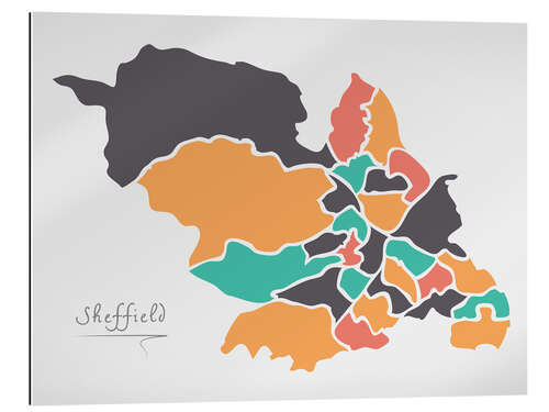 Galleriprint Sheffield city map modern abstract with round shapes