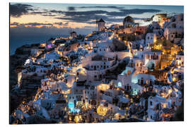 Alubild Santorini Aussicht nach Sonnenuntergang