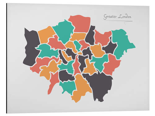 Alumiinitaulu Greater London city map modern abstract with round shapes