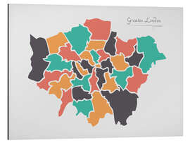 Aluminium print Greater London city map modern abstract with round shapes