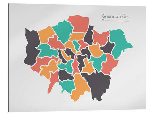 Gallery print Greater London city map modern abstract with round shapes