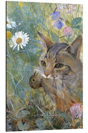 Magnettafel Eine Katze mit einem jungen Vogel im Mund