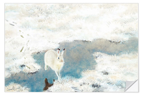 Autocolante decorativo Hare In Winter Landscape