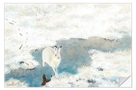 Selvklebende plakat Hare In Winter Landscape