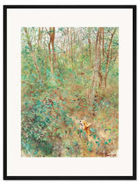 Gerahmter Kunstdruck Fuchs liegt auf der Lauer